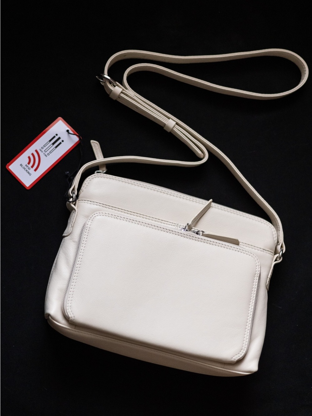 NYDJ Bone Crossbody Organizer Bag - Sleek Cream Crossbody